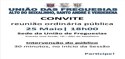 Convite Reunião Ordinária Pública 25 Maio 2016 Sede 18H 