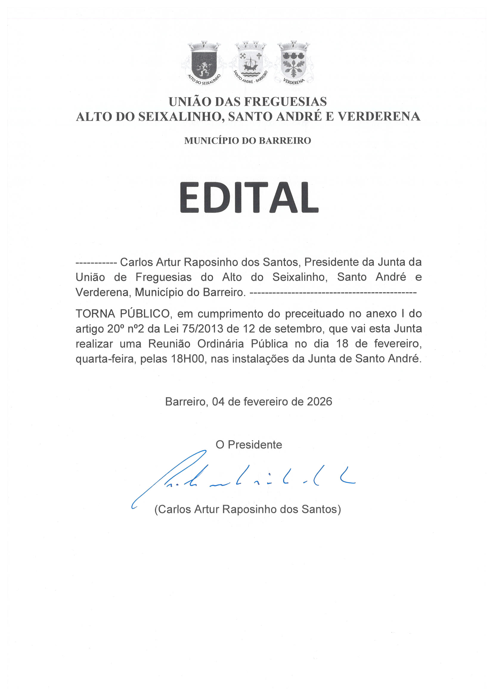 Reunião de Junta Ordinária Pública
