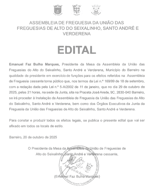 Instalação da Assembleia de Freguesia